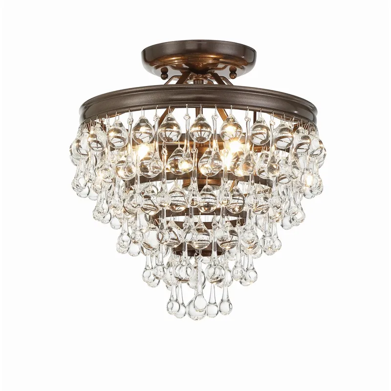 Calypso 13'' Crystal Teardrop Vibrant Bronze Semi Flush Mount Bronze 13"W x 14"H x 13"D