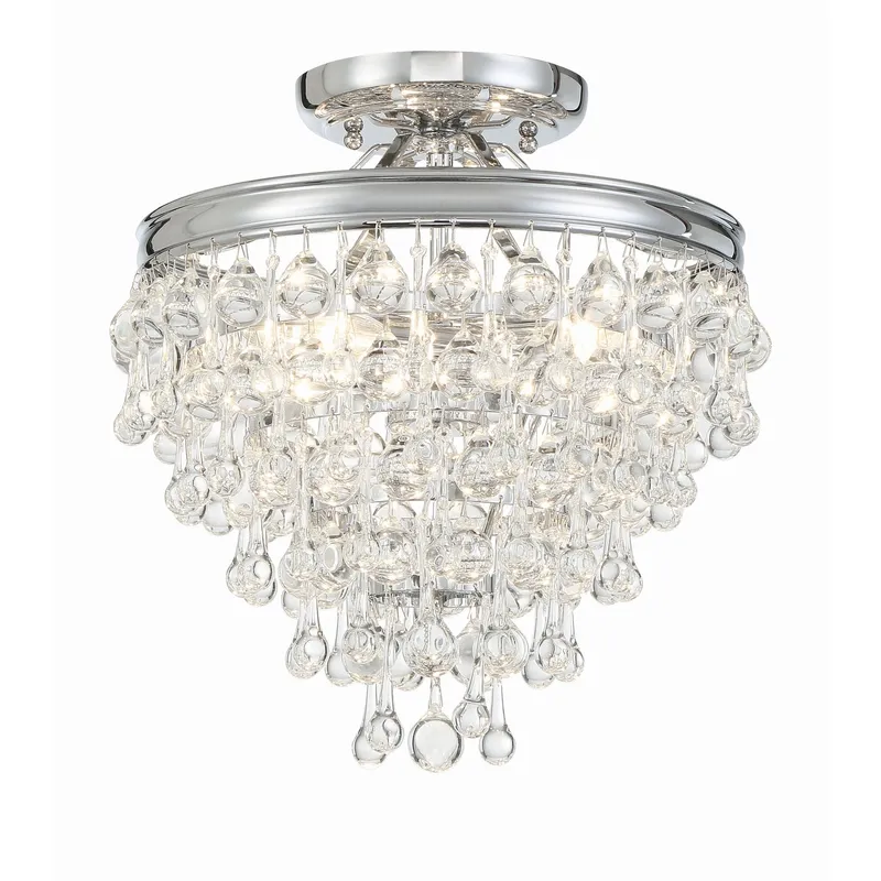 Calypso 13'' Crystal Teardrop Polished Chrome Semi Flush Mount Silver 13"W x 14"H x 13"D