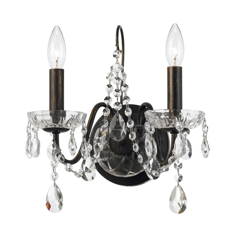 Butler 14'' Hand Cut Crystal English Bronze Sconce Bronze 14"W x 13"H x 8"D