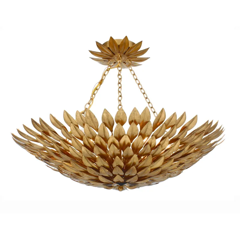 Broche 24.5'' Antique Gold Semi Flush Mount Gold 24.5"W x 11"H x 24.5"D