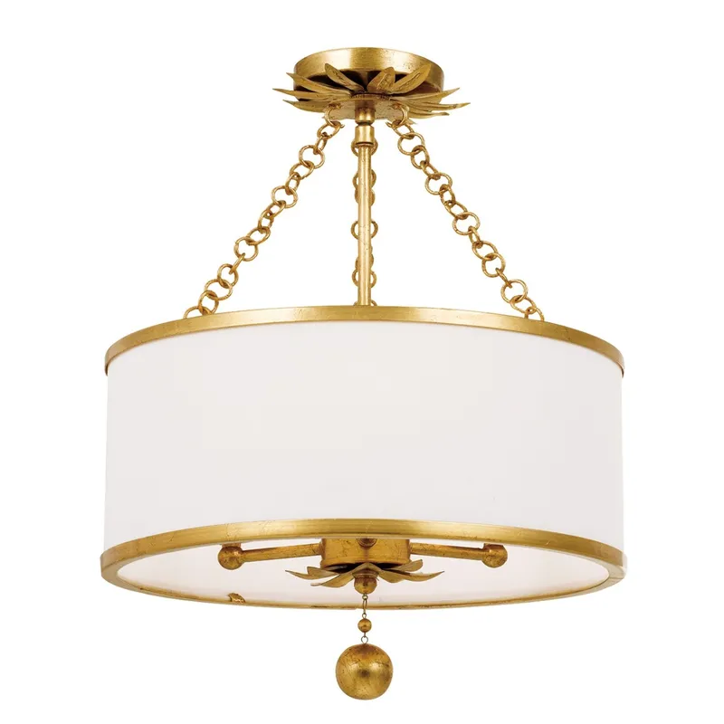 Broche 14'' Antique Gold Semi Flush Mount Gold 14"W x 20"H x 14"D