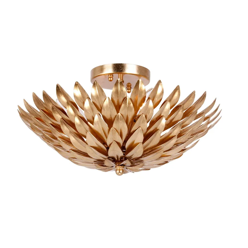 Broche 16'' Antique Gold Semi Flush Mount Gold 16"W x 8.25"H x 16"D