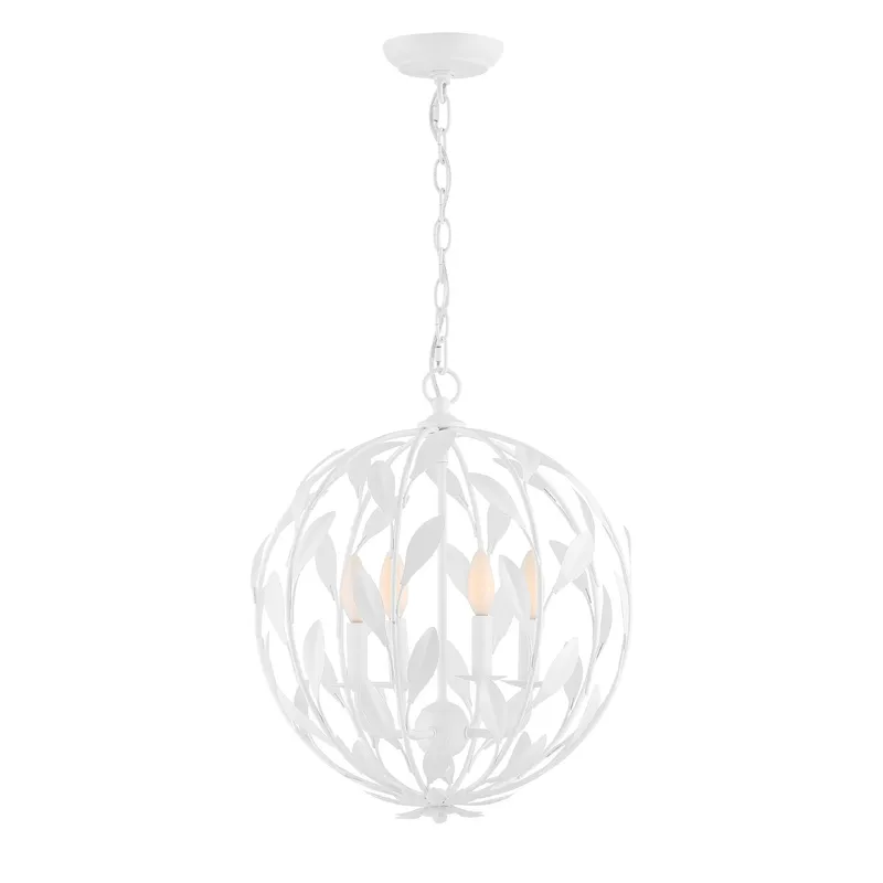 Broche 16'' Matte White Chandelier White 16"W x 18.75"H x 16"D