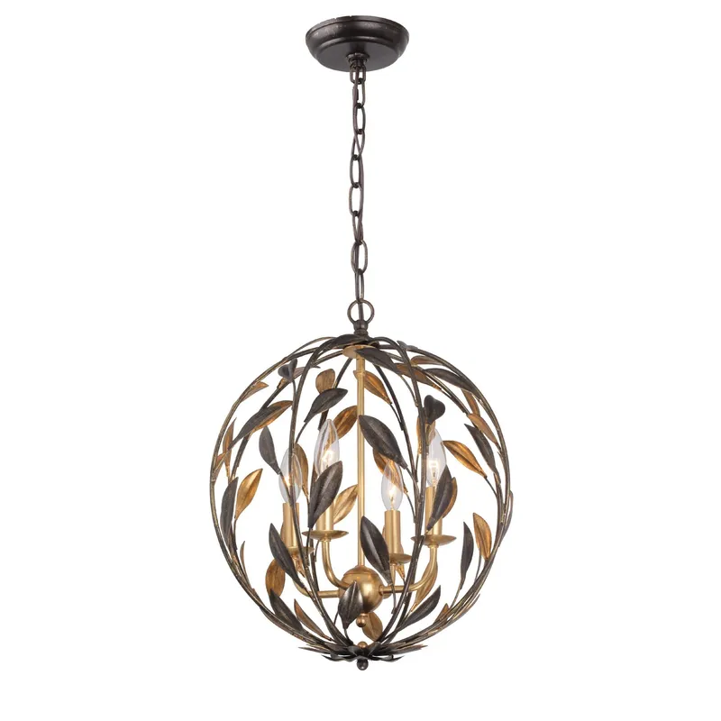Broche 16'' English Bronze + Antique Gold Chandelier Bronze 16"W x 18.75"H x 16"D