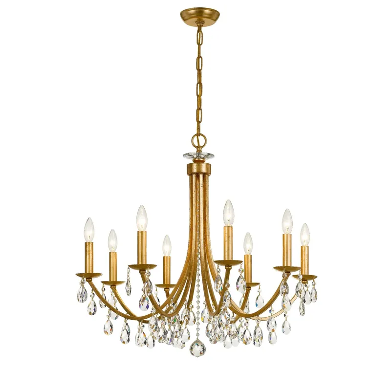 Bridgehampton 28'' Hand Cut Crystal Antique Gold Chandelier Gold 28"W x 29"H x 28"D