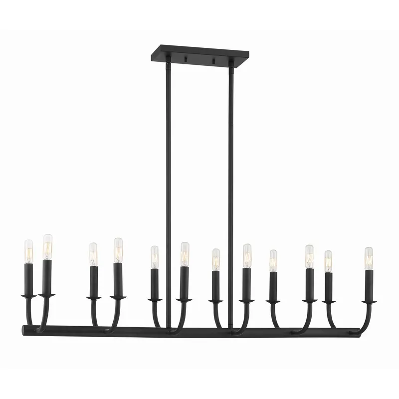 Bailey 42'' Matte Black Linear Chandelier Black 42"W x 8.25"H x 12.5"D