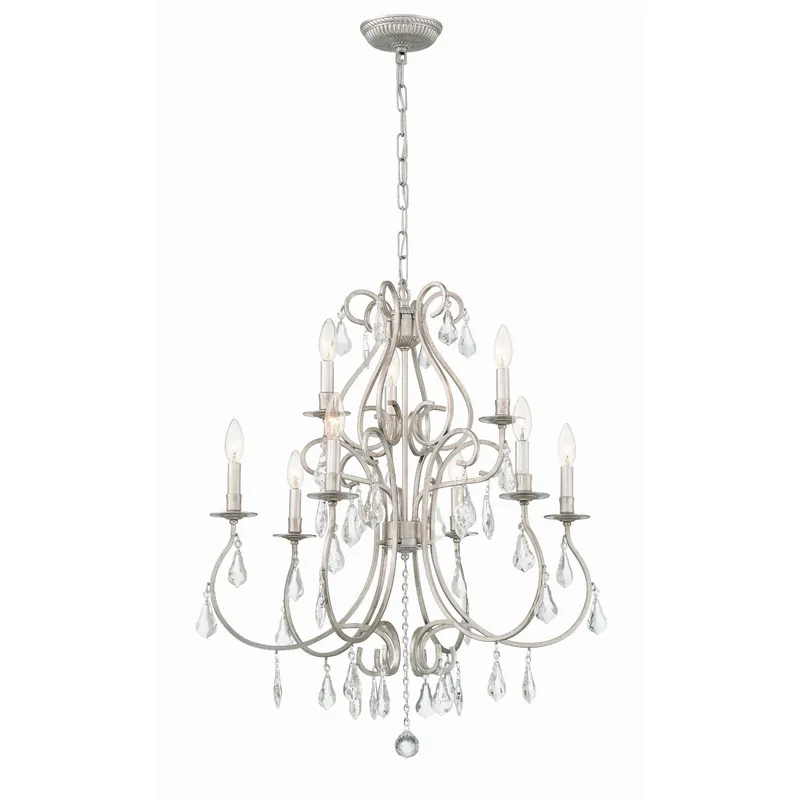 Ashton 25.5'' Hand Cut Crystal Olde Silver Chandelier Silver 25.5"W x 31"H x 25.5"D