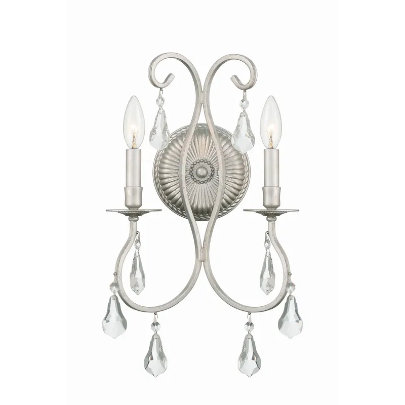 Ashton 10.5'' Hand Cut Crystal Olde Silver Sconce Silver 10.5"W x 18.25"H x 6"D