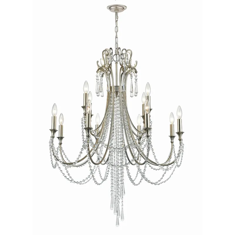 Arcadia 32.5'' Antique Silver Chandelier Silver 32.5"W x 41.5"H x 32.5"D