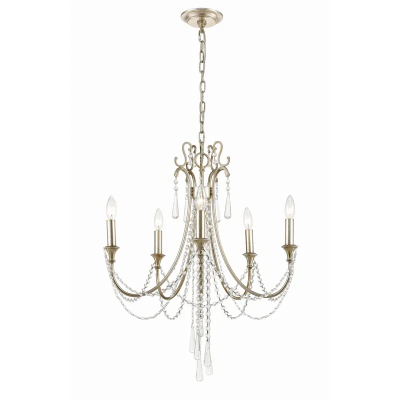 Arcadia 23.5'' Antique Silver Chandelier Silver 23.5"W x 28.5"H x 23.5"D