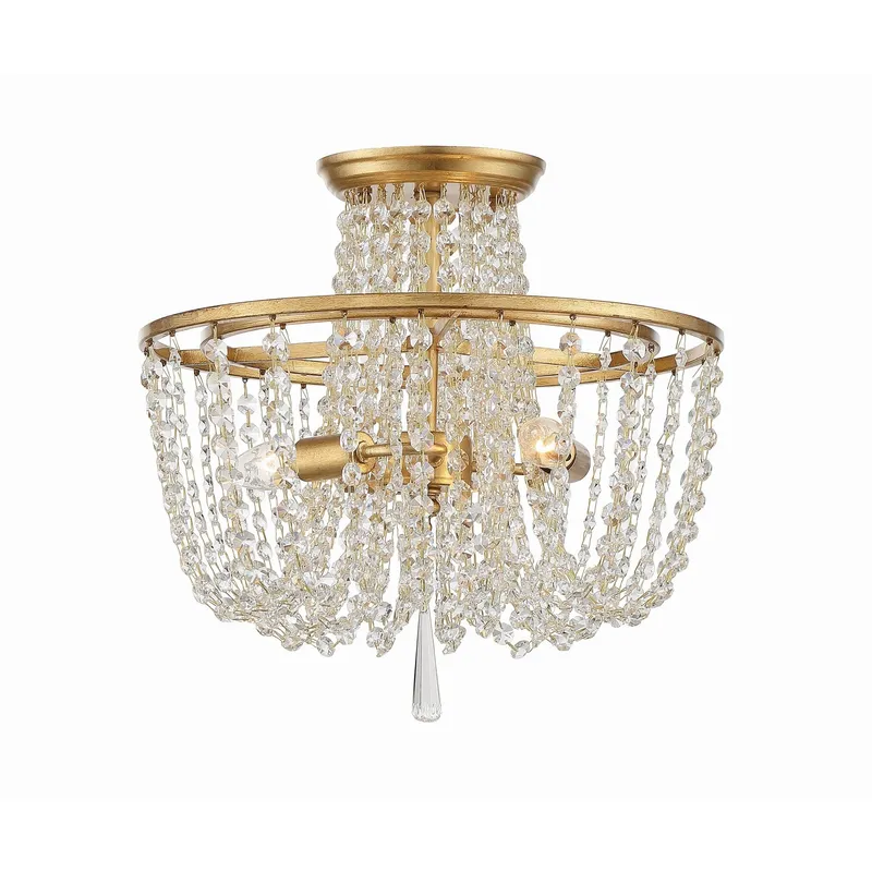 Arcadia 15'' Antique Gold Semi Flush Mount Gold 15"W x 14"H x 15"D