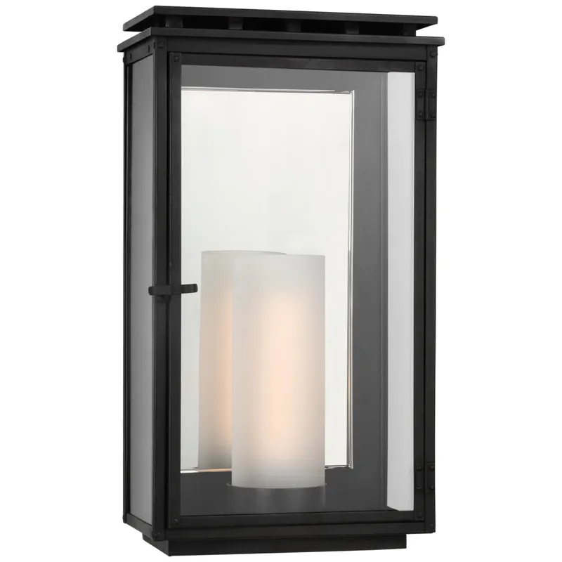 Chapman & Myers Cheshire Medium 3/4 Wall Lantern in Aged Iron with Clear Glass Outdoor Lighting W9.75" x H17.75"