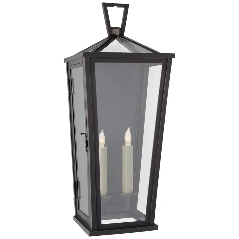 Chapman & Myers Darlana Medium Tall 3/4 Wall Lantern in Bronze with Clear Glass Outdoor Lighting W9.75" x H23.5"