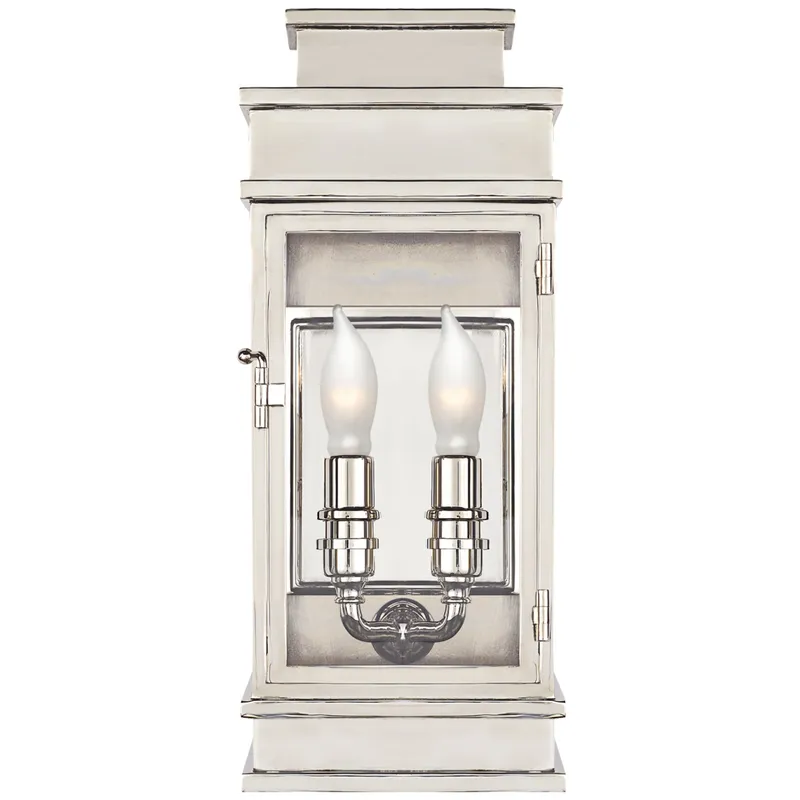 Chapman & Myers Linear Mini Wall Lantern in Polished Nickel with Clear Glass Outdoor Lighting W5" x H12"