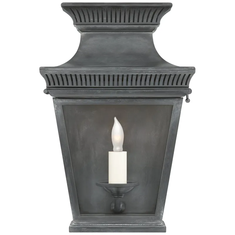 Chapman & Myers Elsinore Small 3/4 Wall Lantern in Weathered Zinc with Clear Glass Outdoor Lighting W8.5" x H12"