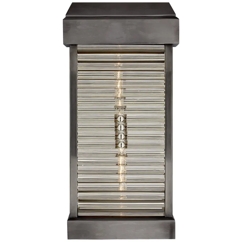 Chapman & Myers Dunmore Large Curved Glass Louver Sconce in Bronze with Clear Glass Outdoor Lighting W11.25" x H23"