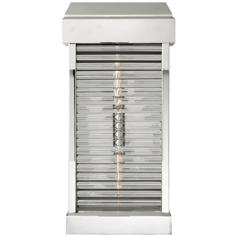 Chapman & Myers Dunmore Large Curved Glass Louver Sconce in Polished Nickel with Clear Glass Outdoor Lighting W11.25" x H23"