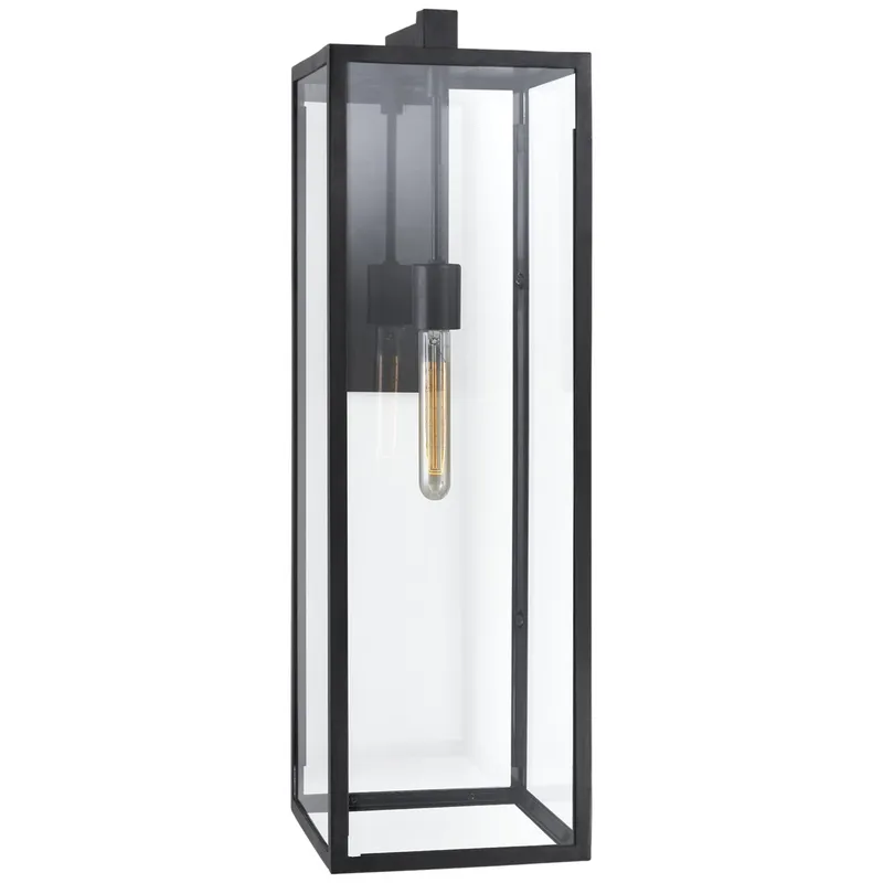 Chapman & Myers Fresno Long Wall Sconce in Aged Iron with Clear Glass Outdoor Lighting W9" x H29.75"