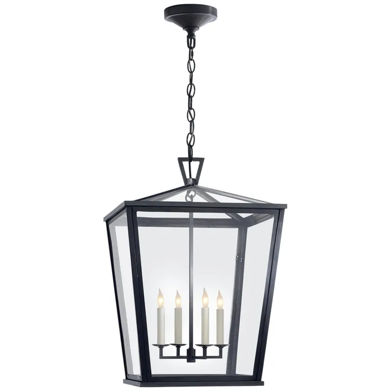Chapman & Myers Darlana Medium Hanging Lantern in Bronze Outdoor Lighting W17" x H24.5"