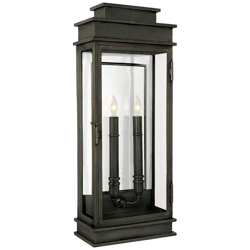Chapman & Myers Linear Lantern Tall in Bronze Outdoor Lighting W9" x H22.5"
