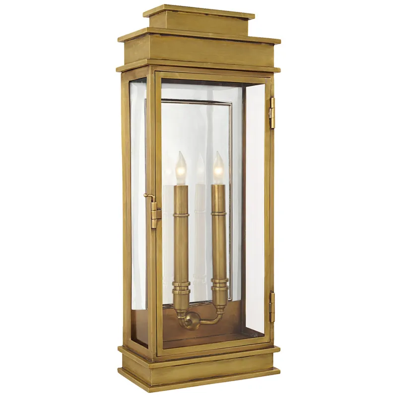 Chapman & Myers Linear Lantern Tall in Antique-Burnished Brass Outdoor Lighting W9" x H22.5"
