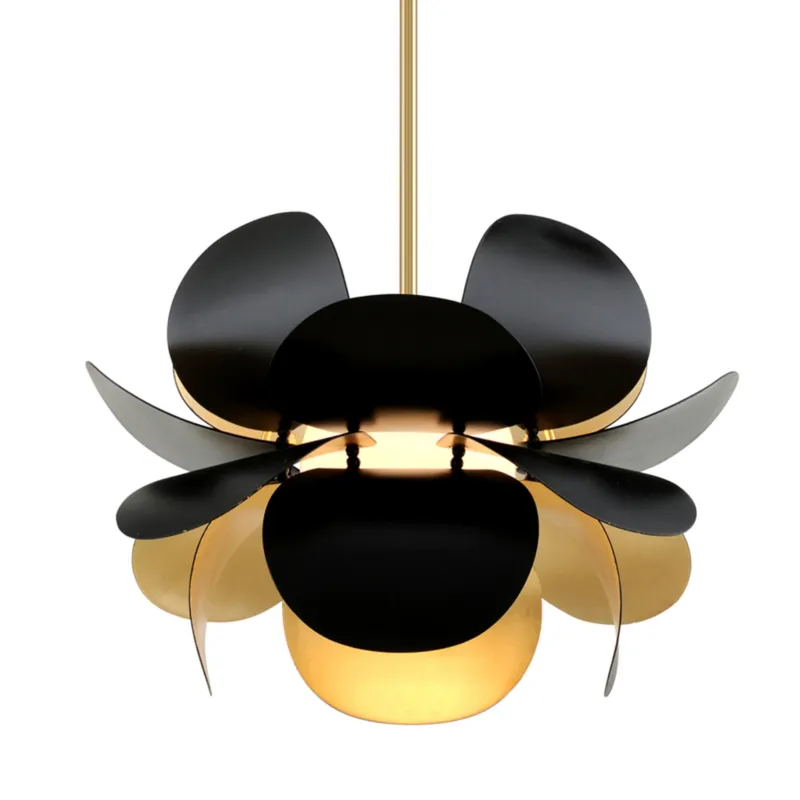 Ginger 1-Light Chandelier in Gold Leaf 17.75W x 12H (Soft Black)