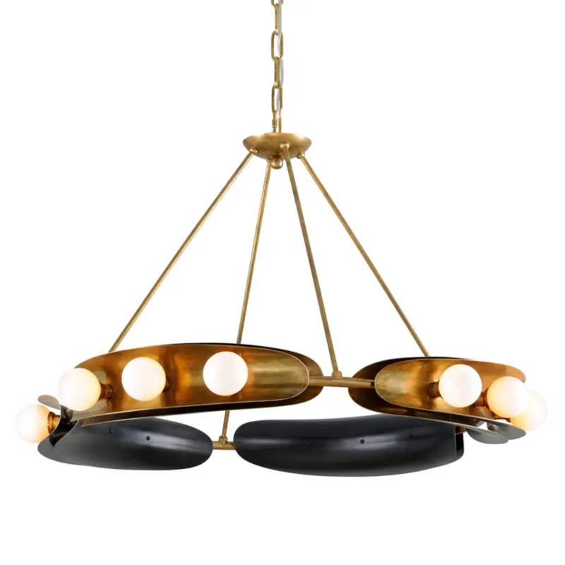 Hopper 12-Light Chandelier in Vintage Brass by Martyn Lawrence Bullard 41W x 25H