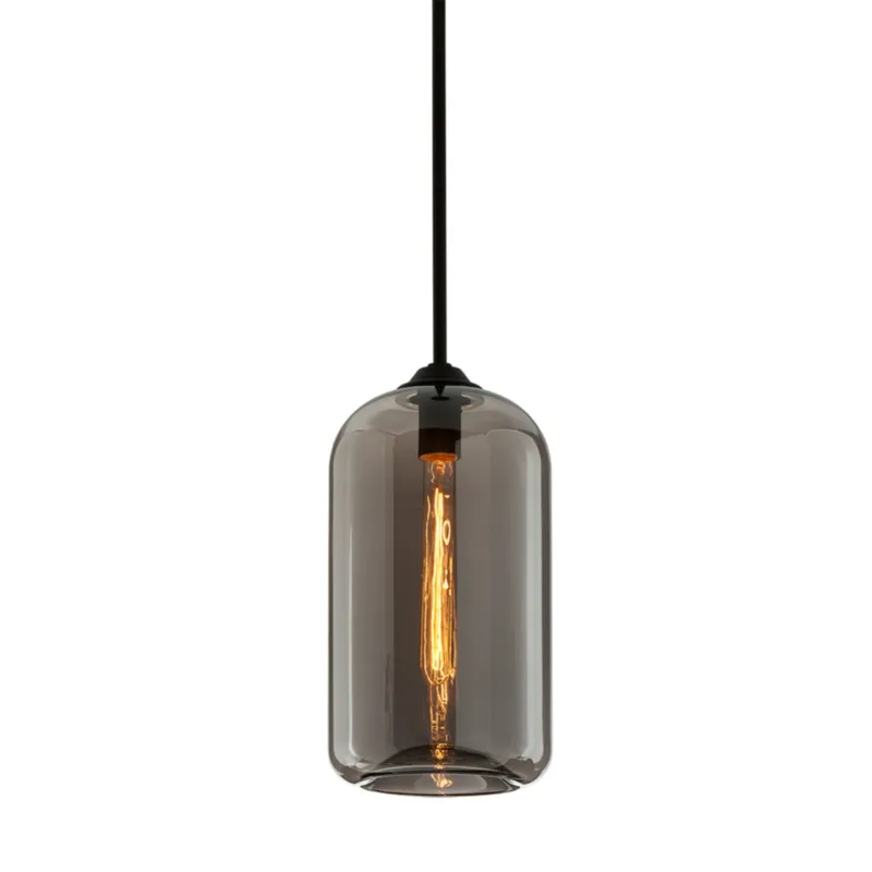 District 1-Light Pendant in Soft Black 8W x 15.75H (F5581-SBK)