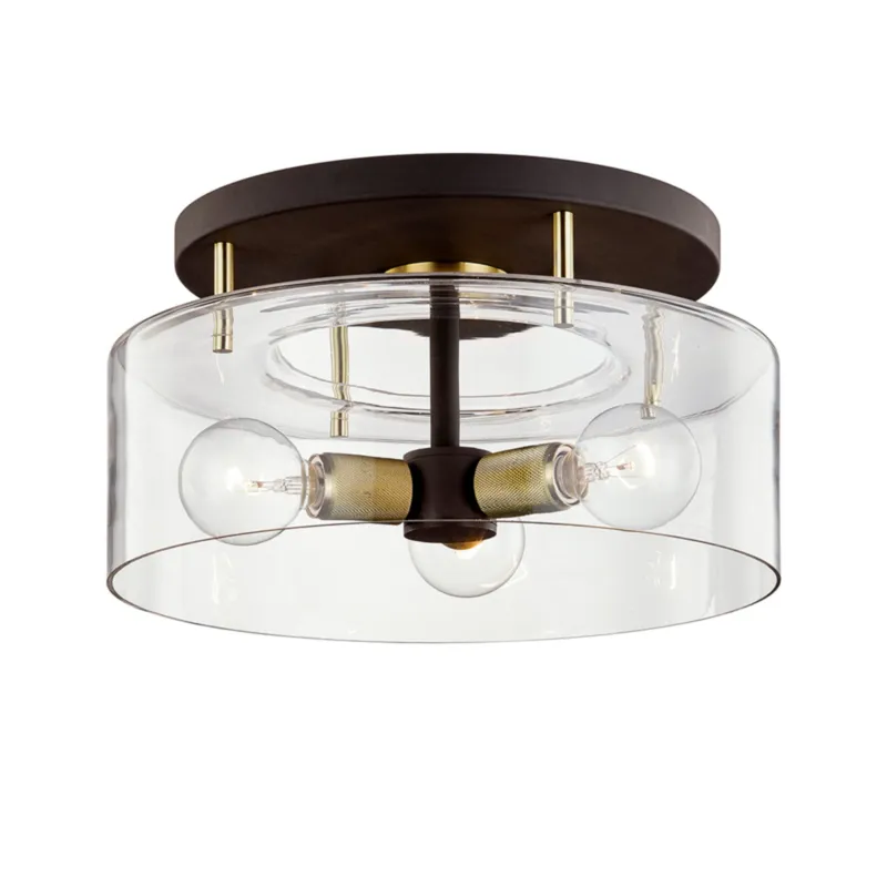 Bergamot Station 3-Light Semi Flush in Bronze 17W x 8.75H