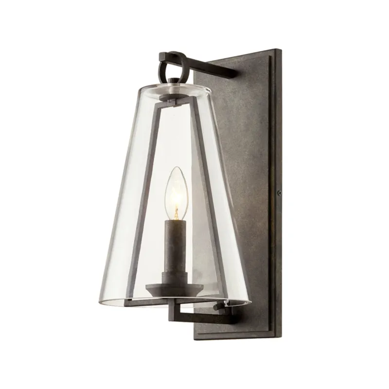 Adamson 1-Light Exterior Wall Sconce in French Iron 8W x 15.5H