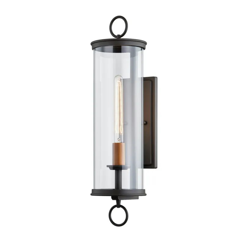 Aiden 1-Light Exterior Wall Sconce in Textured Bronze 7W x 26.25H