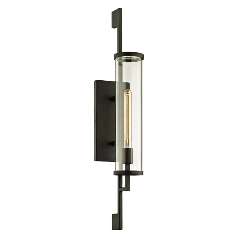Park Slope 1-Light Exterior Wall Sconce in Forged Iron 5.75W x 32H