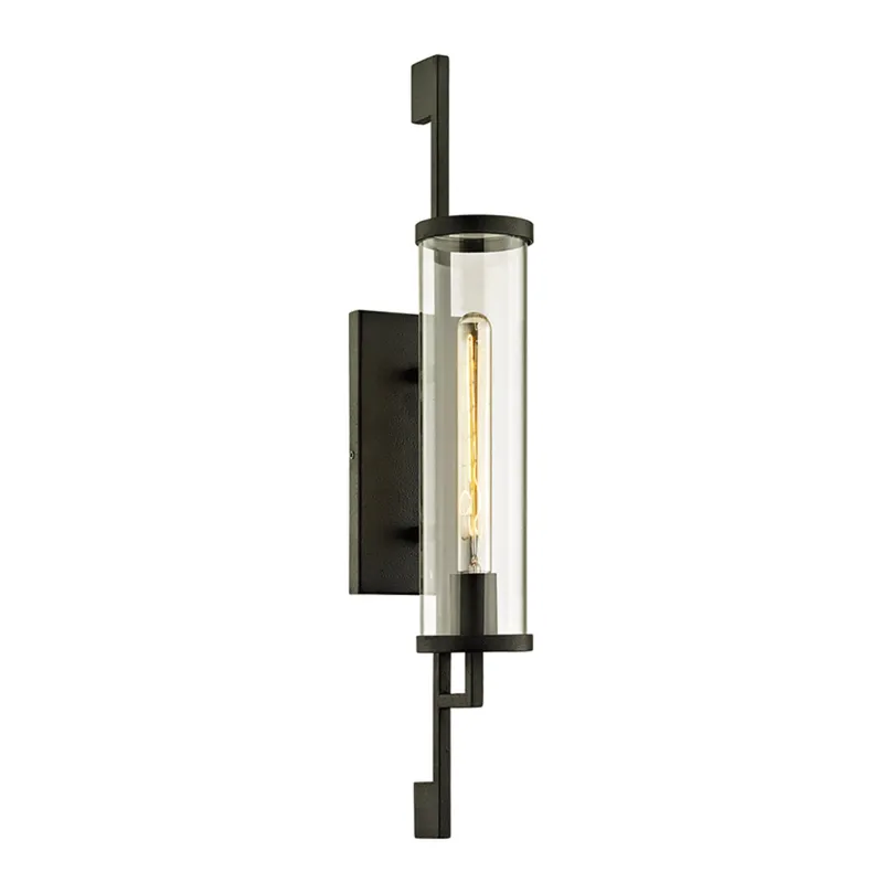 Park Slope 1-Light Exterior Wall Sconce in Forged Iron 4.5W x 26H