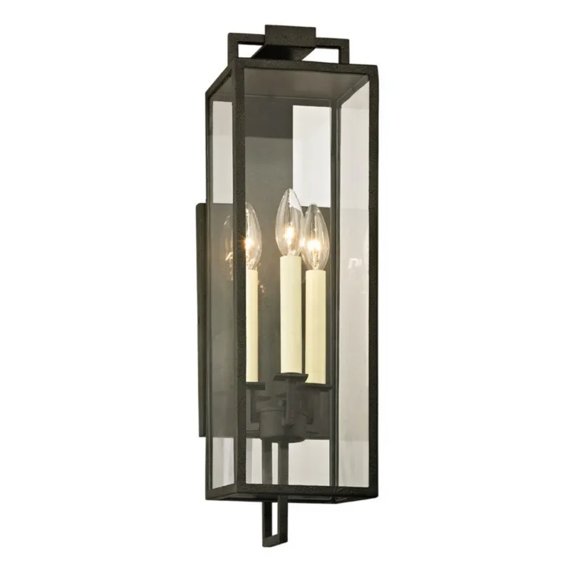 Beckham 3-Light Exterior Wall Sconce in Forged Iron 6W x 21.5H