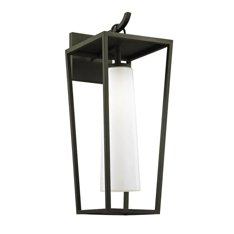 Mission Beach 1-Light Exterior Wall Sconce in Texture Black 9W x 23H