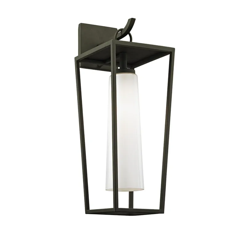 Mission Beach 1-Light Exterior Wall Sconce in Texture Black 7.5W x 19.5H