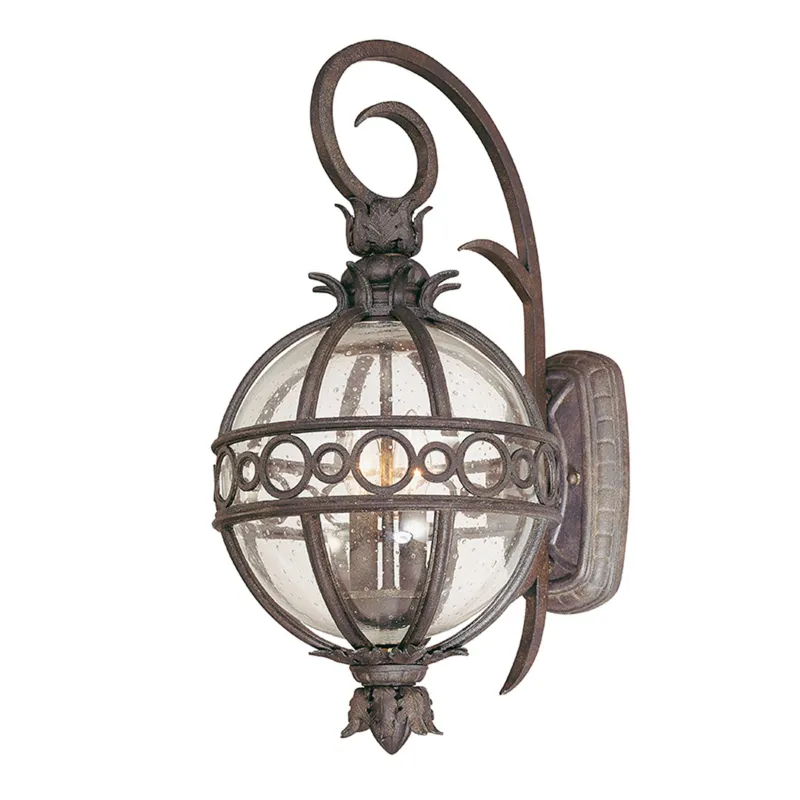 Campanile 2-Light Exterior Wall Sconce in French Iron 11W x 22.25H
