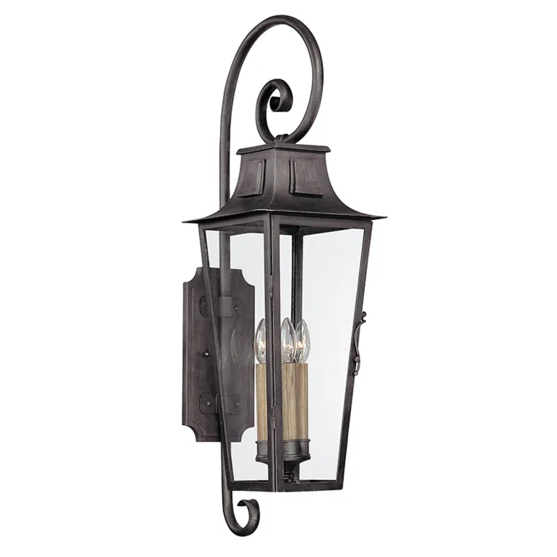 Parisian Square 4-Light Exterior Wall Sconce in Aged Pewter 10W x 34.5H