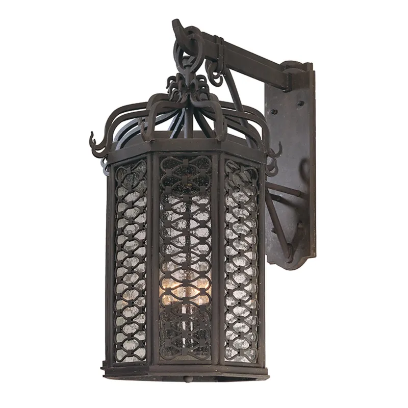 Los Olivos 4-Light Exterior Wall Sconce in Textured Iron 13.5W x 25.75H