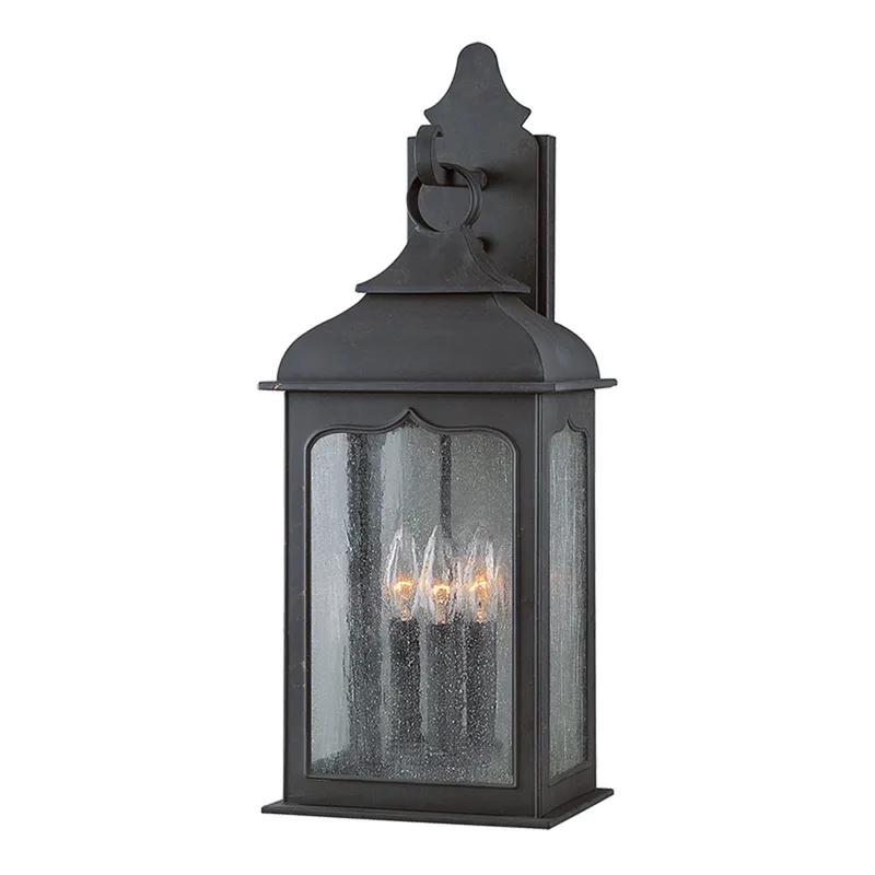 Henry Street 3-Light Exterior Wall Sconce in Textured Bronze 8.5W x 23H