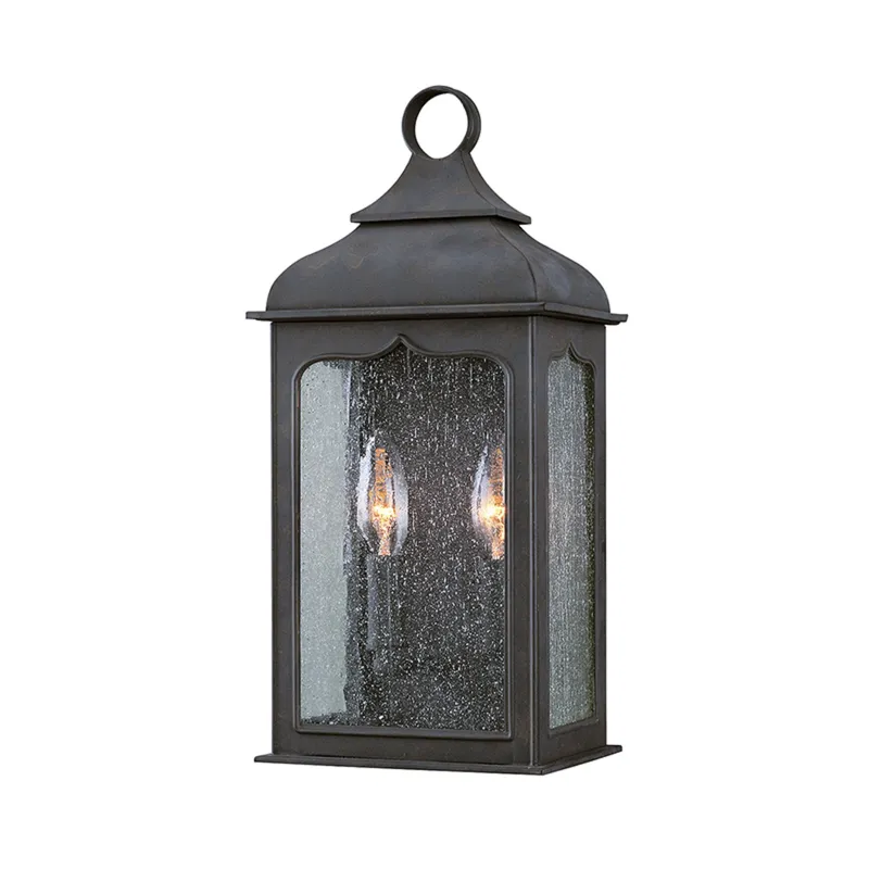 Henry Street 2-Light Exterior Wall Sconce in Textured Bronze 7.25W x 15H