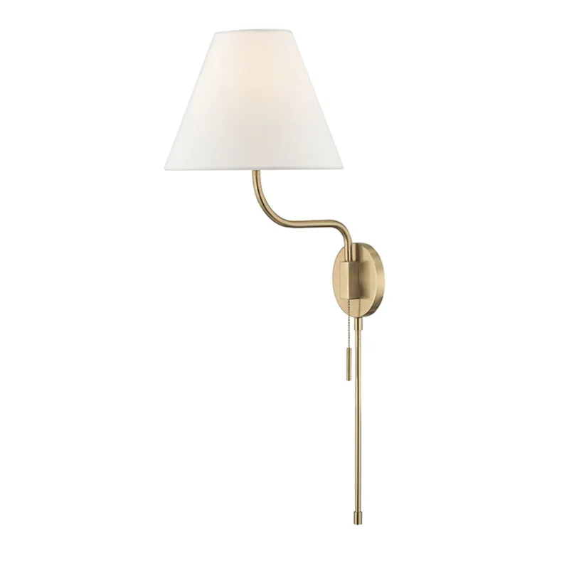 Patti 1-Light Plug-in Sconce in Aged Brass 10.5W x 30.5H