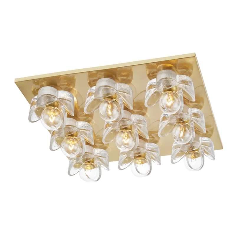 Shea 9-Light Flush Mount in Aged Brass 16.5W x 3.875H
