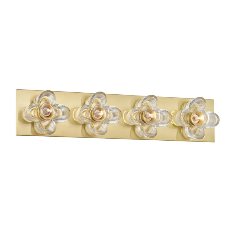 Shea 4-Light Bath and Vanity in Aged Brass 22W x 4.75H
