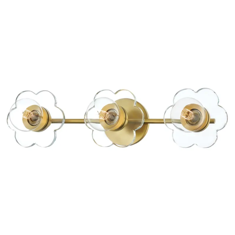Alexa 3-Light Bath and Vanity in Aged Brass 22W x 6H