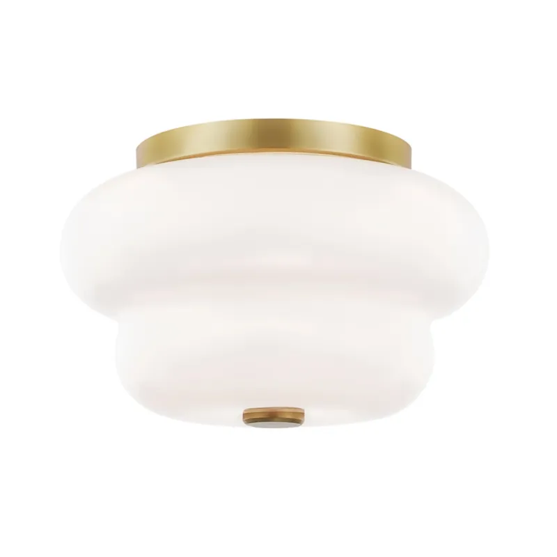 Hazel 2-Light Flush Mount in Aged Brass 11W x 6.75H