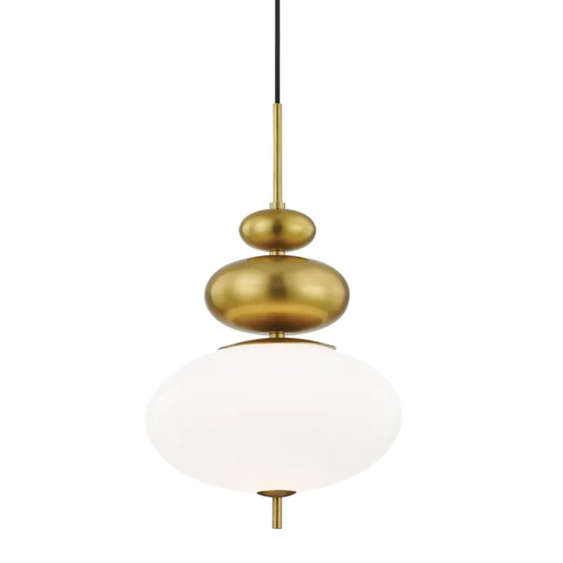 Elsie 1-Light Pendant in Aged Brass 13W x 21H