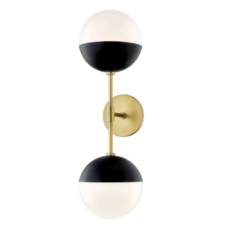 Renee 2-Light Wall Sconce in Aged Brass 6.75W x 22H