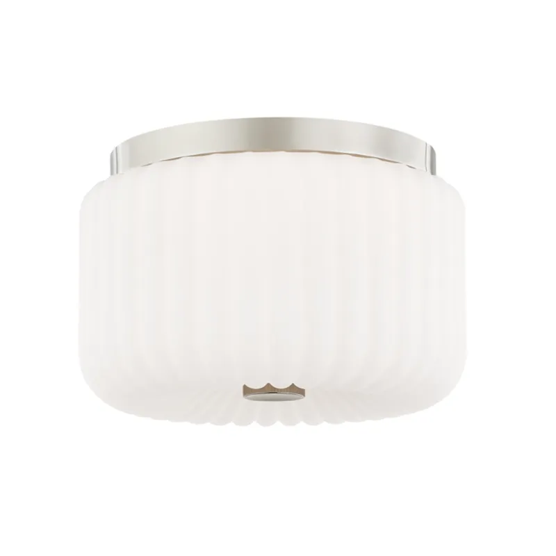 Lydia 2-Light Flush Mount in Polished Nickel 10W x 6.25H