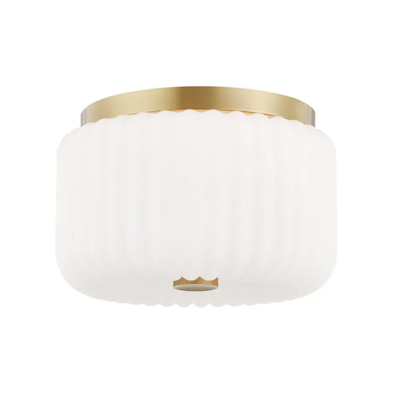 Lydia 2-Light Flush Mount in Aged Brass 10W x 6.25H